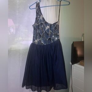 Macy’s Navy Blue Cocktail Dress with Sequins